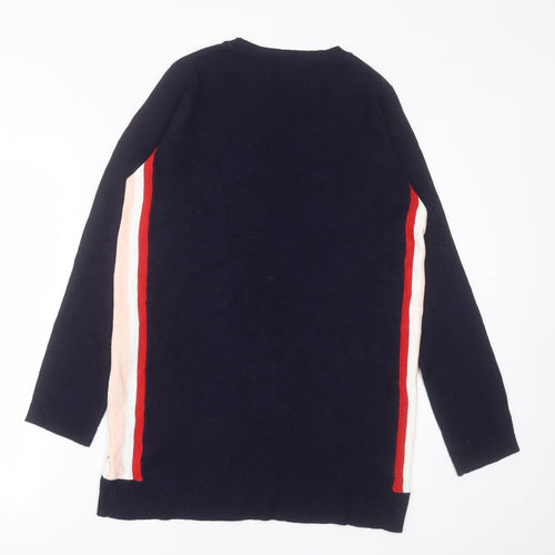 NEXT Womens Blue V-Neck Striped Acrylic Tunic Jumper Size 10