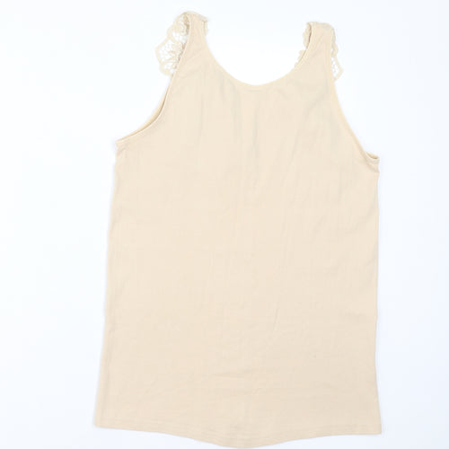 Fathi Womens Beige  Cotton Basic Tank Size 6 V-Neck