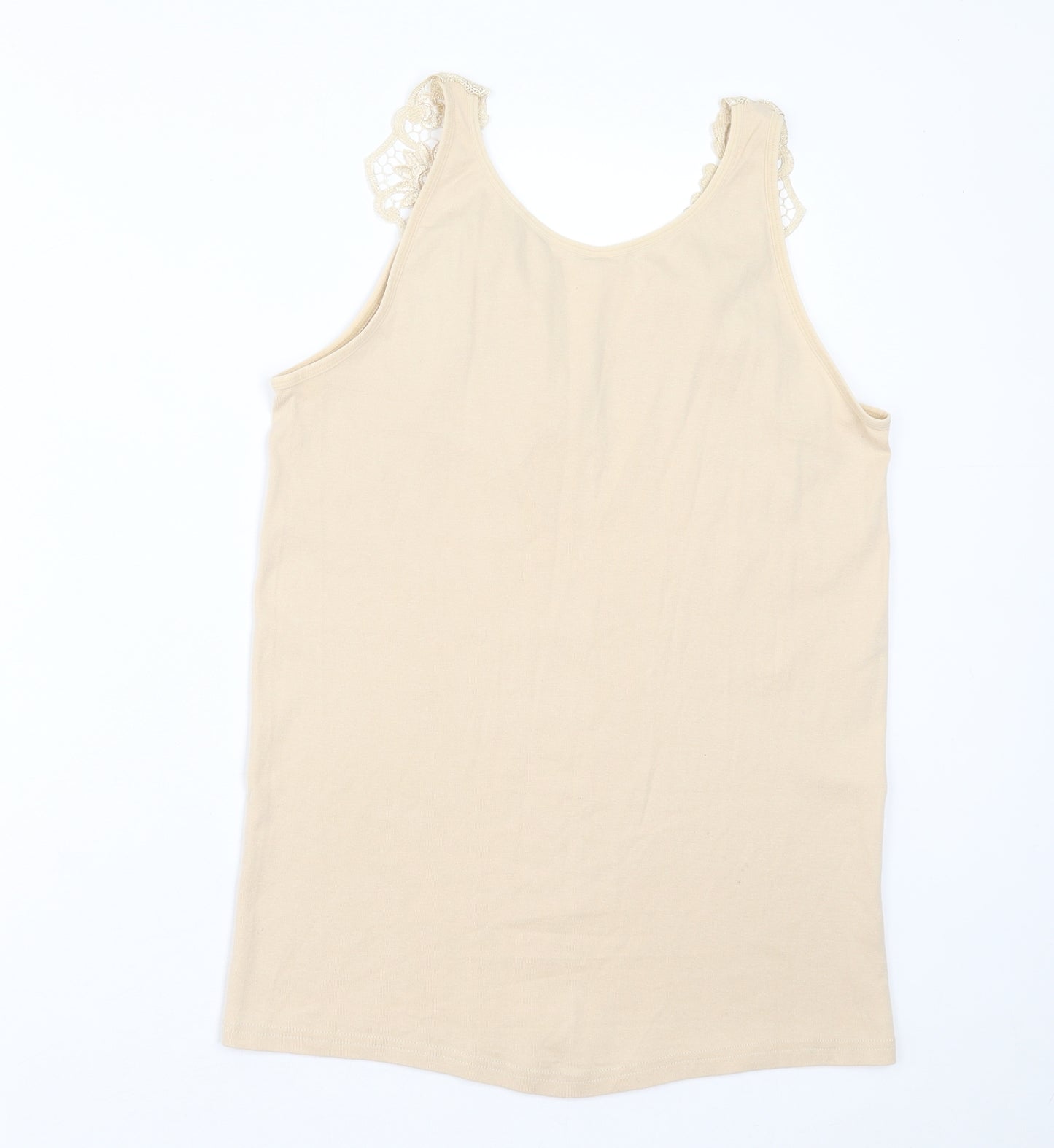 Fathi Womens Beige  Cotton Basic Tank Size 6 V-Neck
