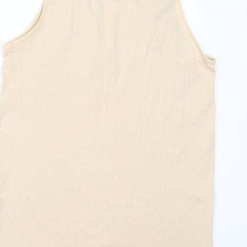 Fathi Womens Beige  Cotton Basic Tank Size 6 V-Neck