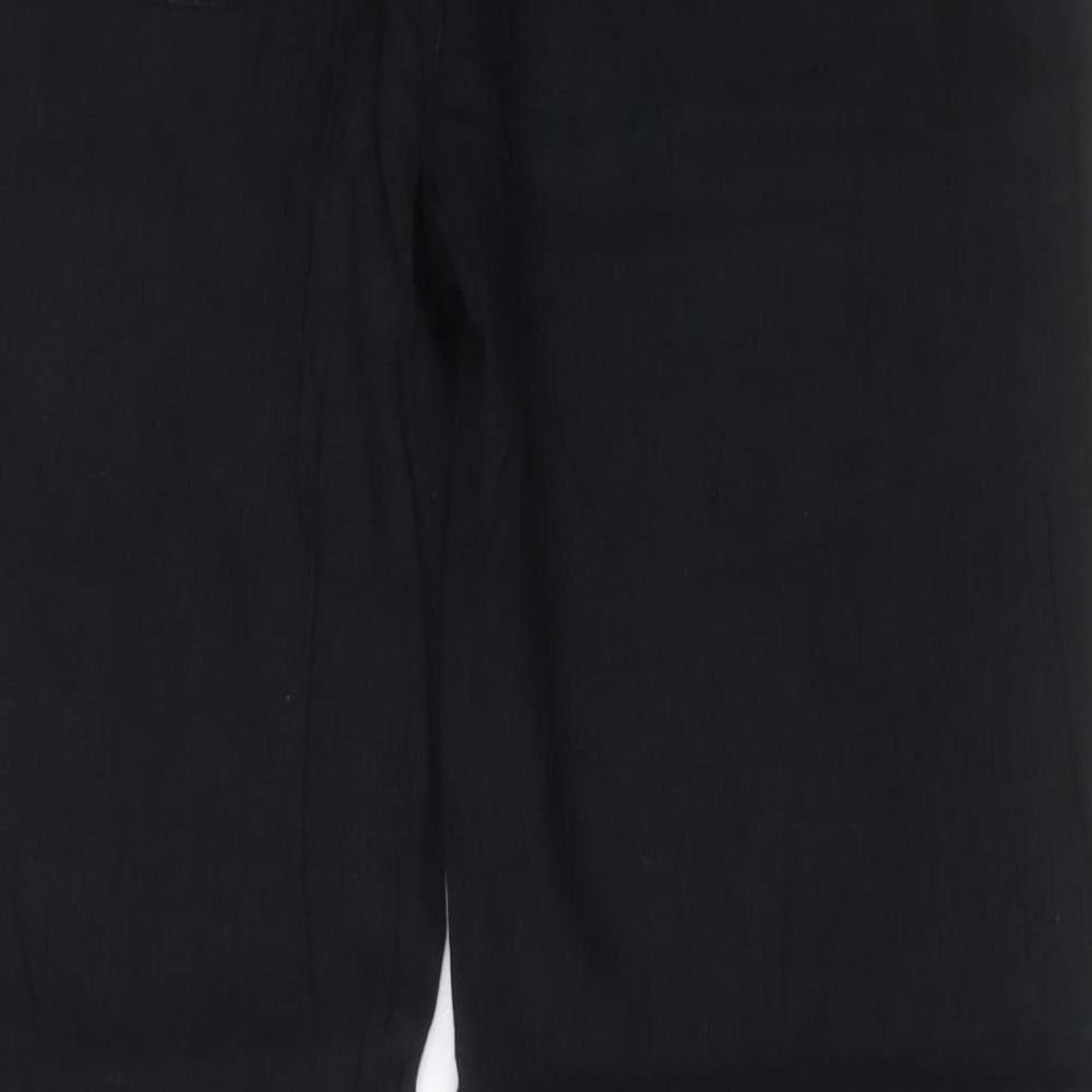 Marks and Spencer Womens Black  Linen Trousers  Size 16 L30 in Regular Button