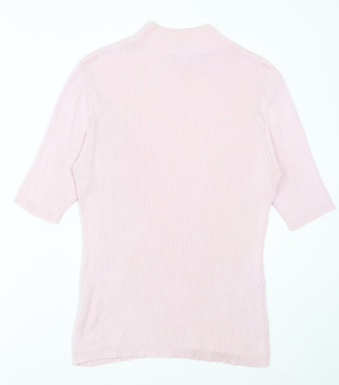 Proforma Womens Pink  Silk Basic T-Shirt Size L High Neck
