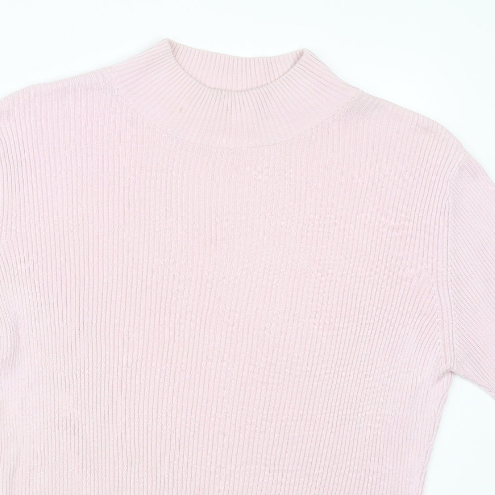 Proforma Womens Pink  Silk Basic T-Shirt Size L High Neck