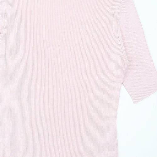 Proforma Womens Pink  Silk Basic T-Shirt Size L High Neck