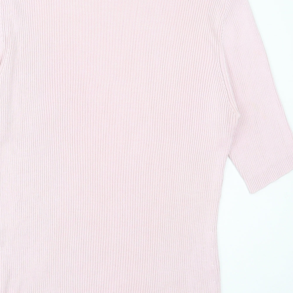 Proforma Womens Pink  Silk Basic T-Shirt Size L High Neck