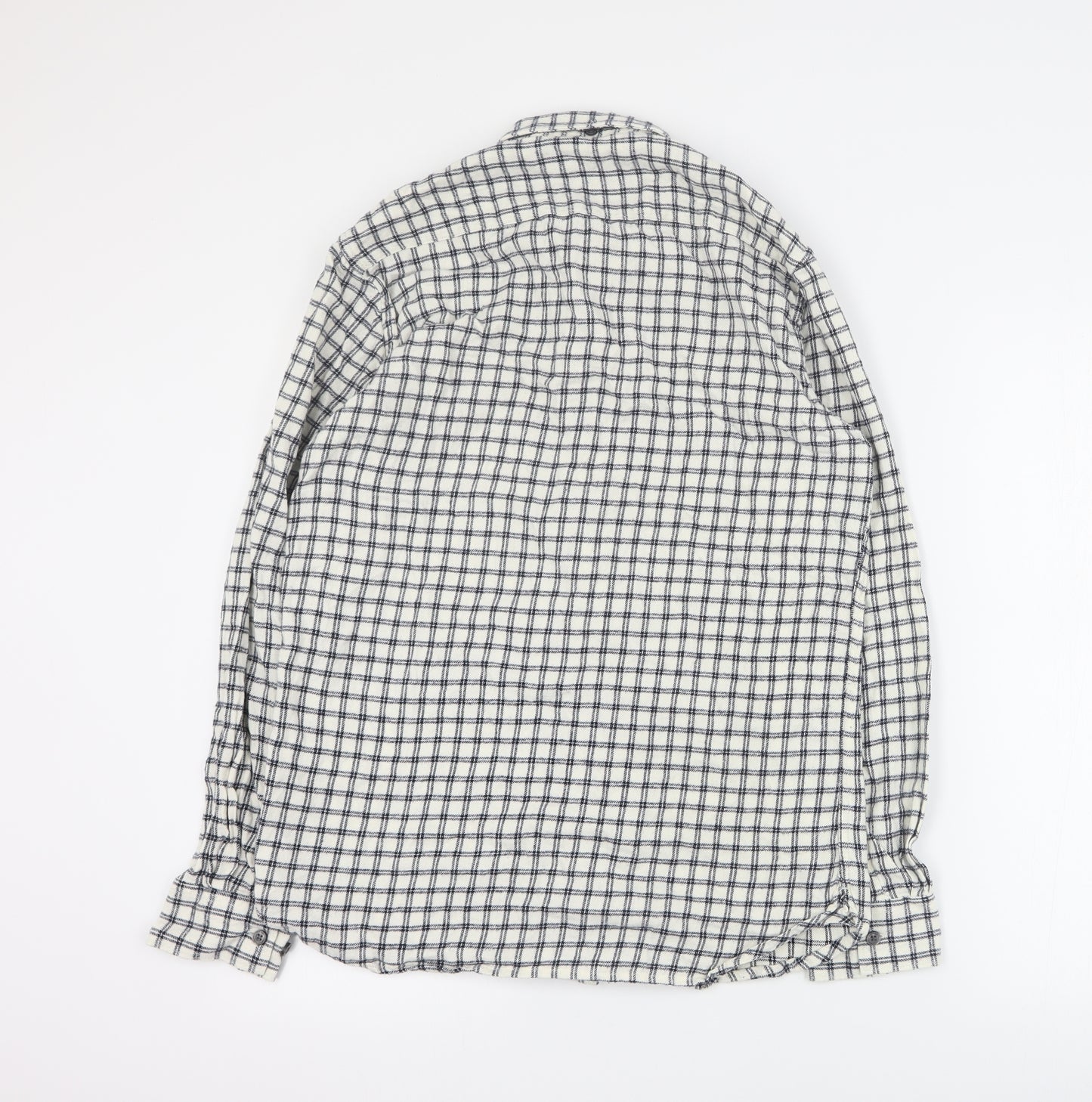 French Connection Womens White Plaid 100% Cotton Basic Button-Up Size M Collared