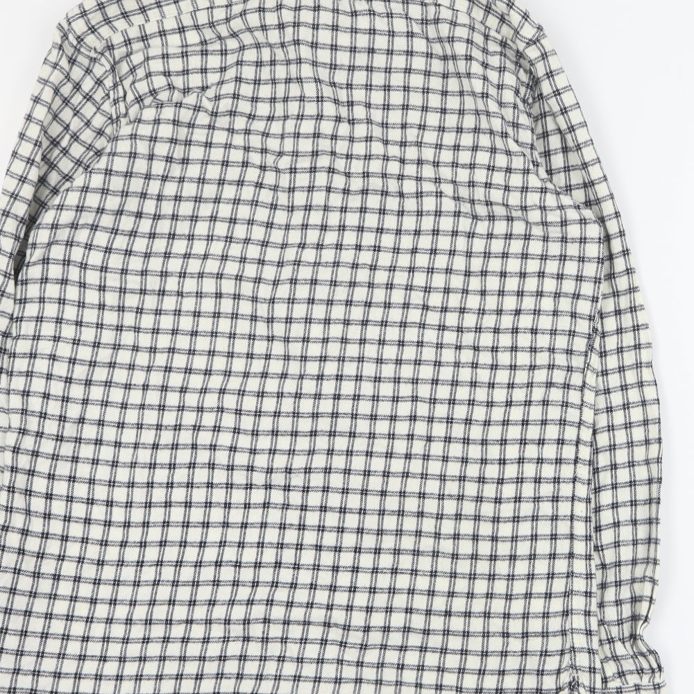 French Connection Womens White Plaid 100% Cotton Basic Button-Up Size M Collared