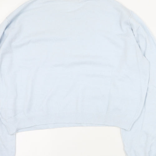 Pull & Bear Womens Blue Round Neck  Viscose Pullover Jumper Size S
