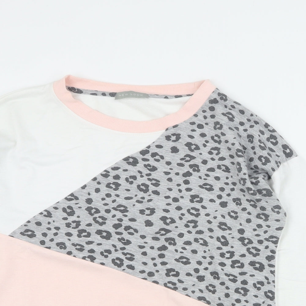 New Look Womens Pink Colourblock Polyester Pullover Sweatshirt Size 10  Pullover