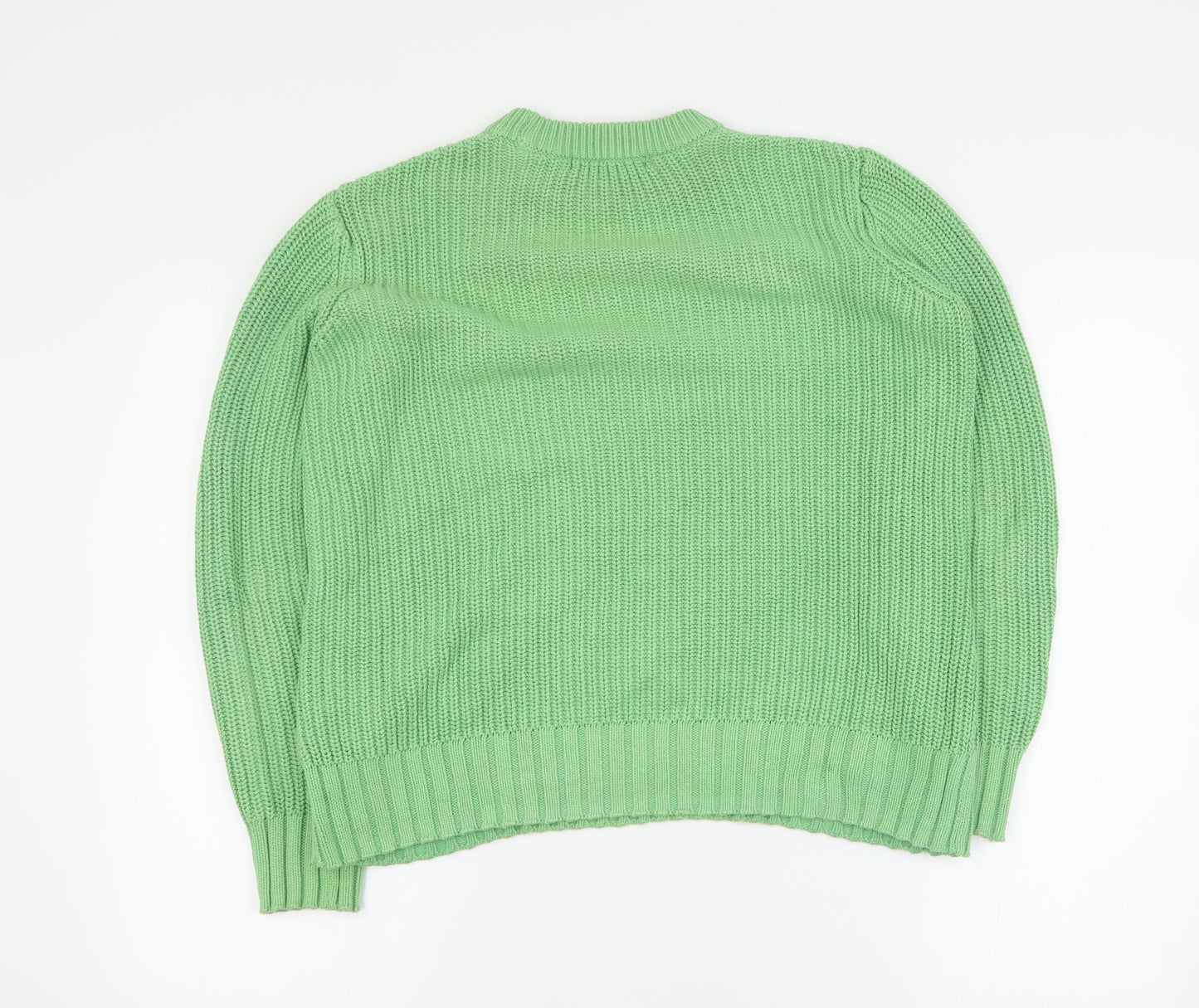 Marks and Spencer Womens Green Round Neck  100% Cotton Pullover Jumper Size S