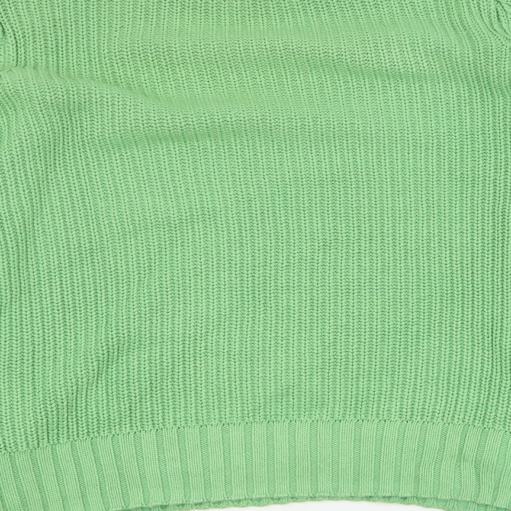 Marks and Spencer Womens Green Round Neck  100% Cotton Pullover Jumper Size S