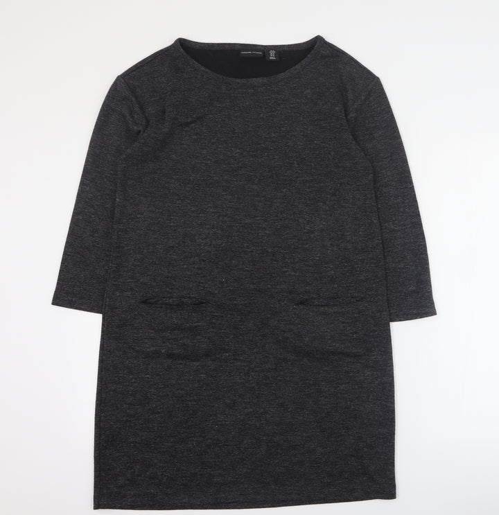 Adrienne Vittadini Womens Grey Polyester Jumper Dress Size M Round Neck Pullover