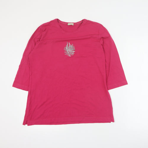 Rabie Womens Pink  Viscose Basic T-Shirt Size 14 Round Neck