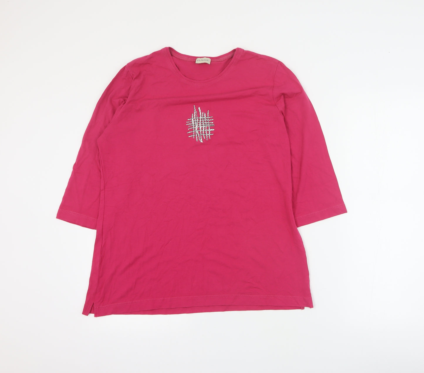 Rabie Womens Pink  Viscose Basic T-Shirt Size 14 Round Neck