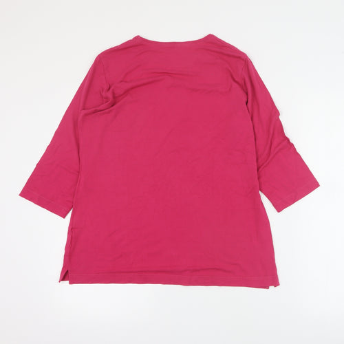 Rabie Womens Pink  Viscose Basic T-Shirt Size 14 Round Neck