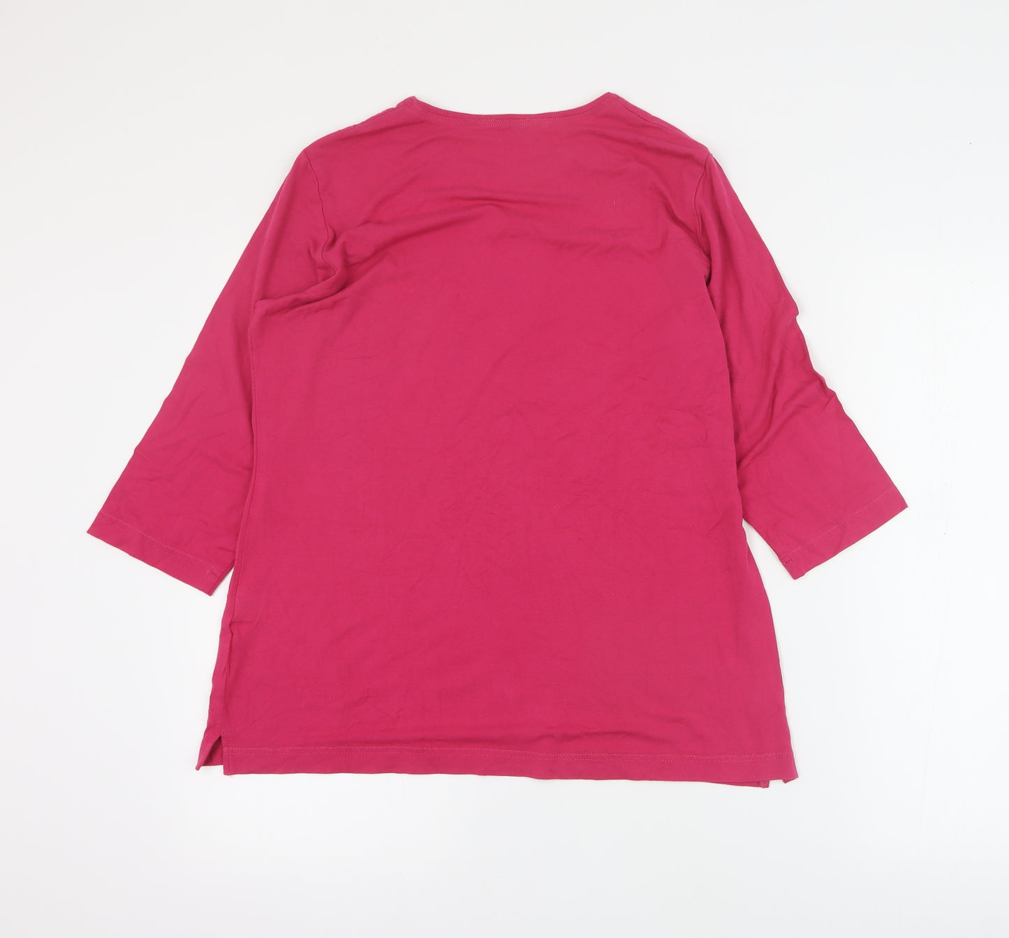 Rabie Womens Pink  Viscose Basic T-Shirt Size 14 Round Neck