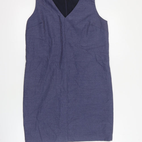 NEXT Womens Blue  Polyester Pencil Dress  Size 8  V-Neck Zip