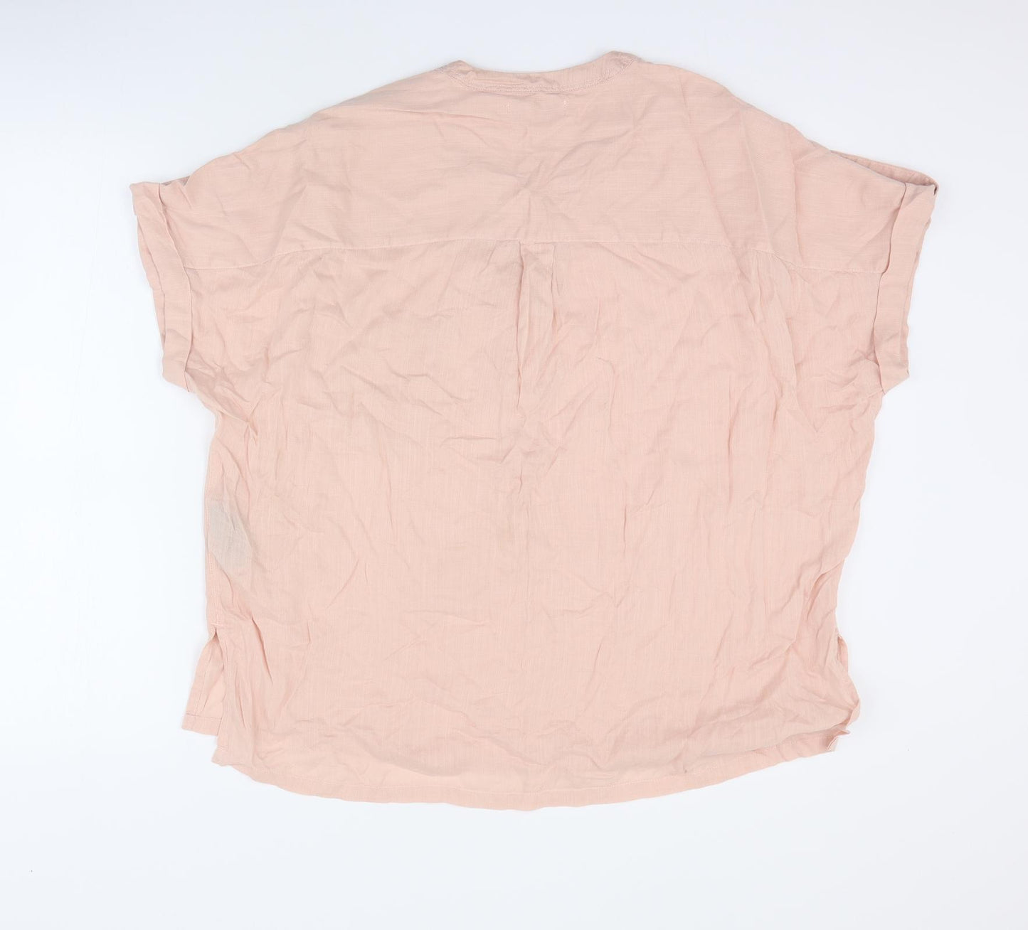 F&F Womens Pink  Lyocell Basic Blouse Size 14 V-Neck