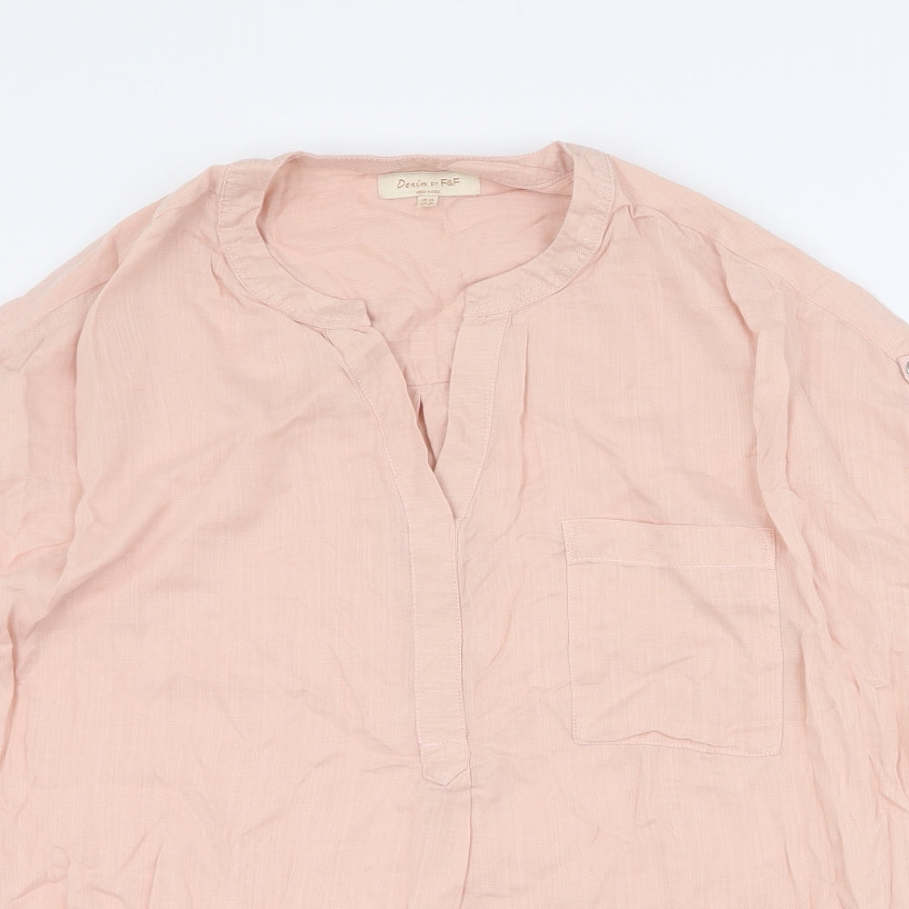 F&F Womens Pink  Lyocell Basic Blouse Size 14 V-Neck