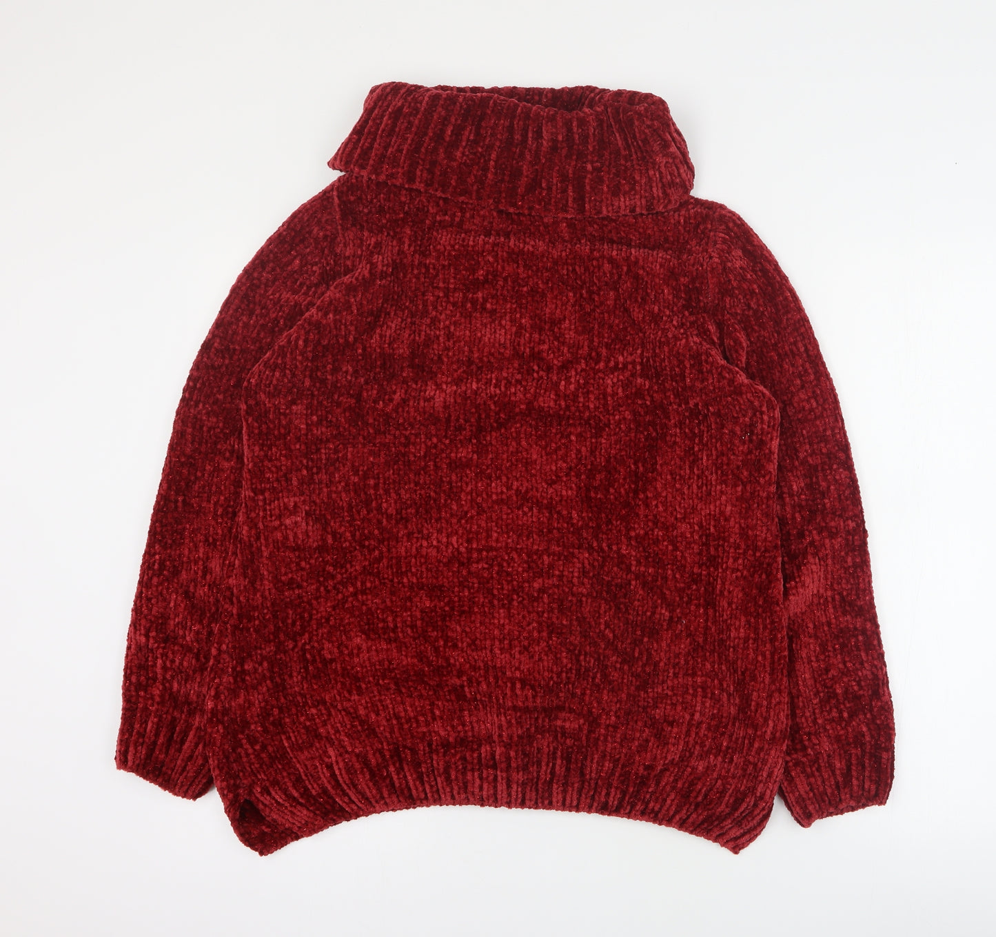 Isle Essentials Womens Red Roll Neck  Polyester Pullover Jumper Size S