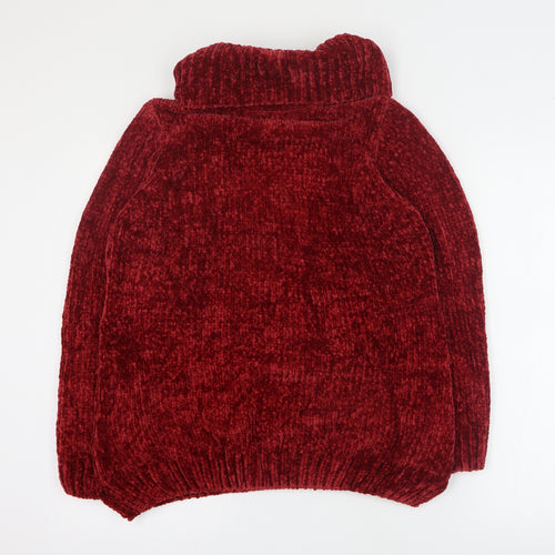 Isle Essentials Womens Red Roll Neck  Polyester Pullover Jumper Size S