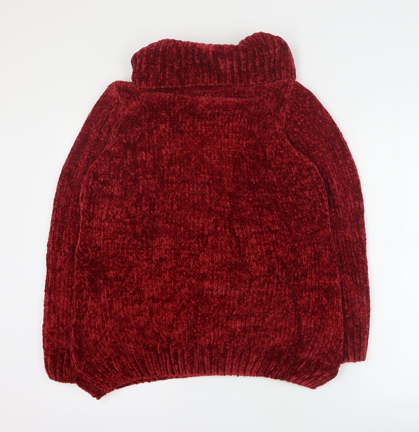 Isle Essentials Womens Red Roll Neck  Polyester Pullover Jumper Size S