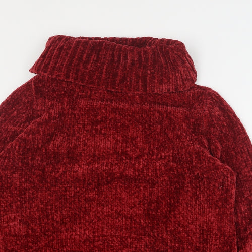 Isle Essentials Womens Red Roll Neck  Polyester Pullover Jumper Size S