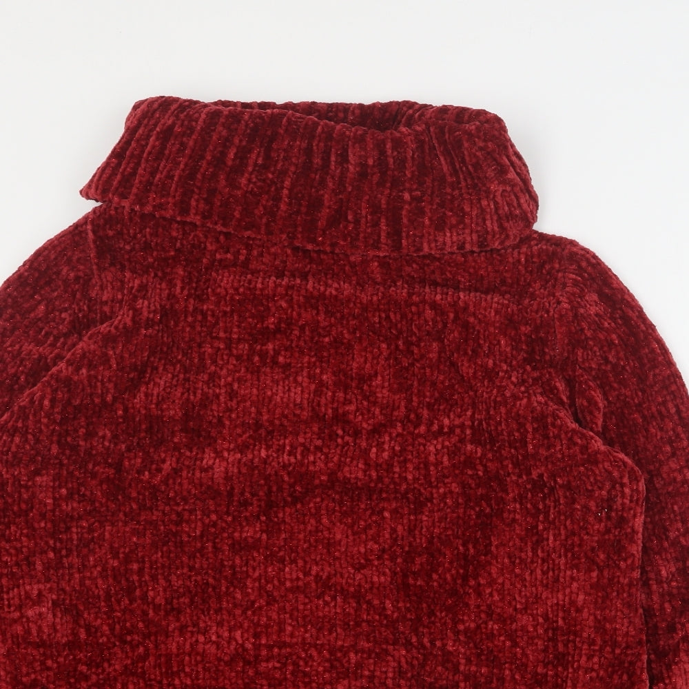 Isle Essentials Womens Red Roll Neck  Polyester Pullover Jumper Size S
