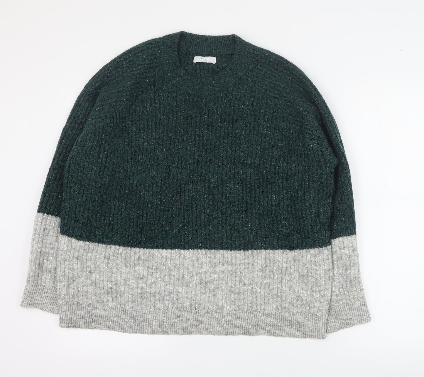 Envii Womens Green Round Neck  Acrylic Pullover Jumper Size S