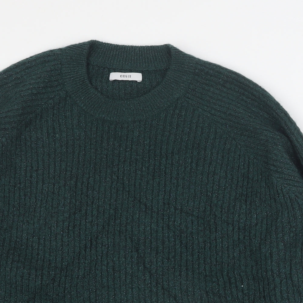 Envii Womens Green Round Neck  Acrylic Pullover Jumper Size S