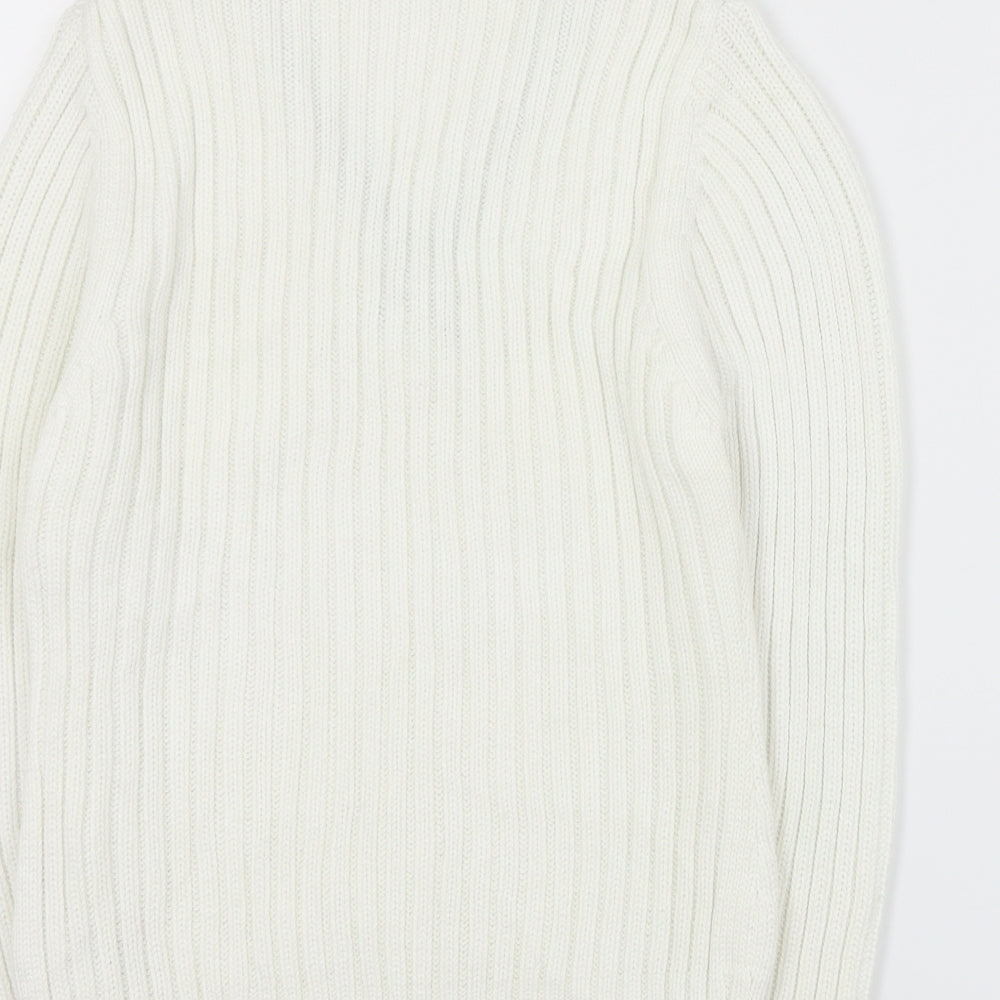 Marks and Spencer Womens White V-Neck  Acrylic Pullover Jumper Size 10