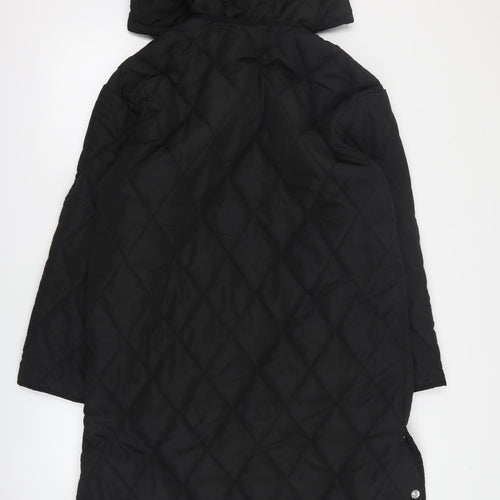 Pull & Bear Womens Black   Quilted Coat Size L  Snap