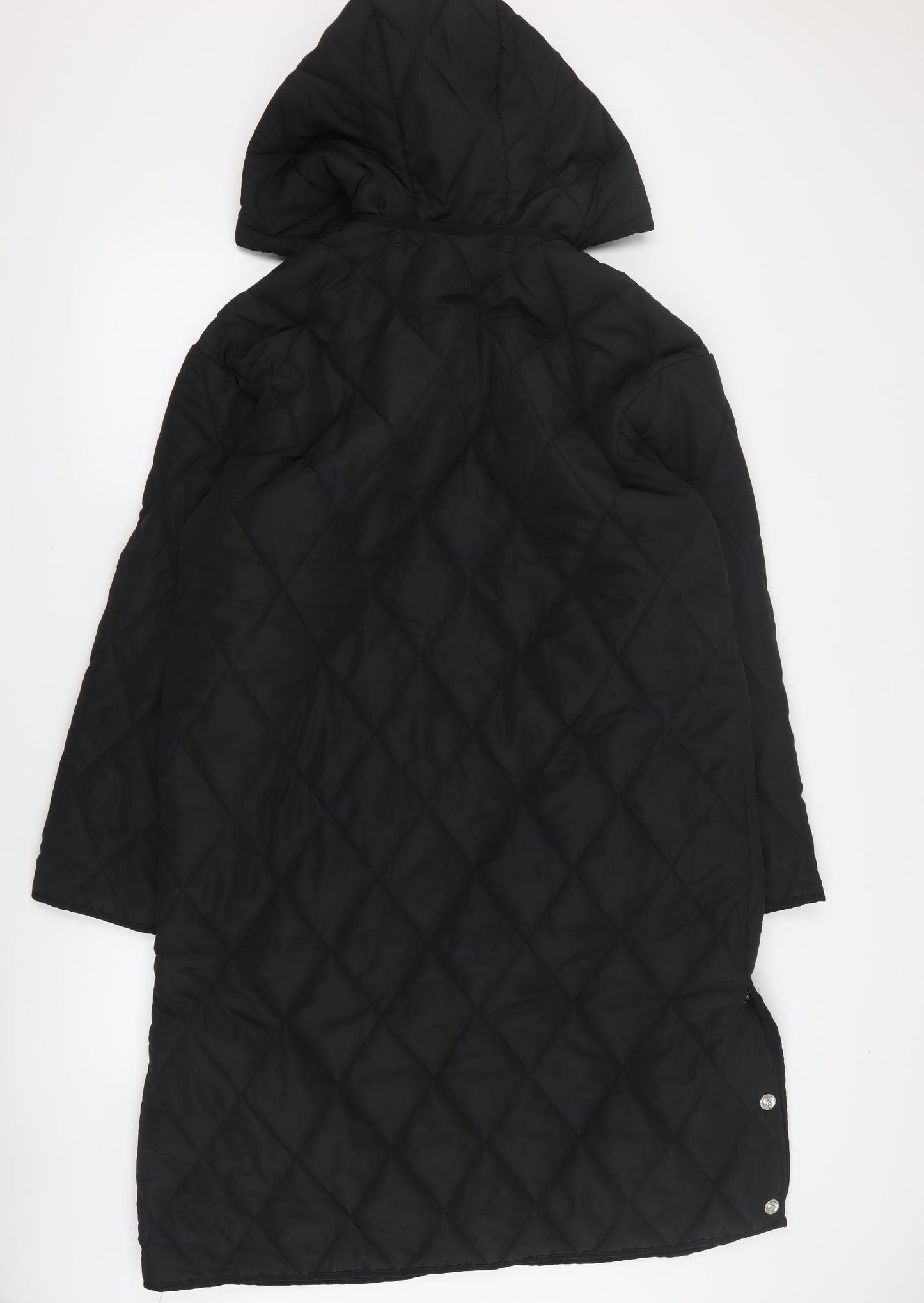 Pull & Bear Womens Black   Quilted Coat Size L  Snap