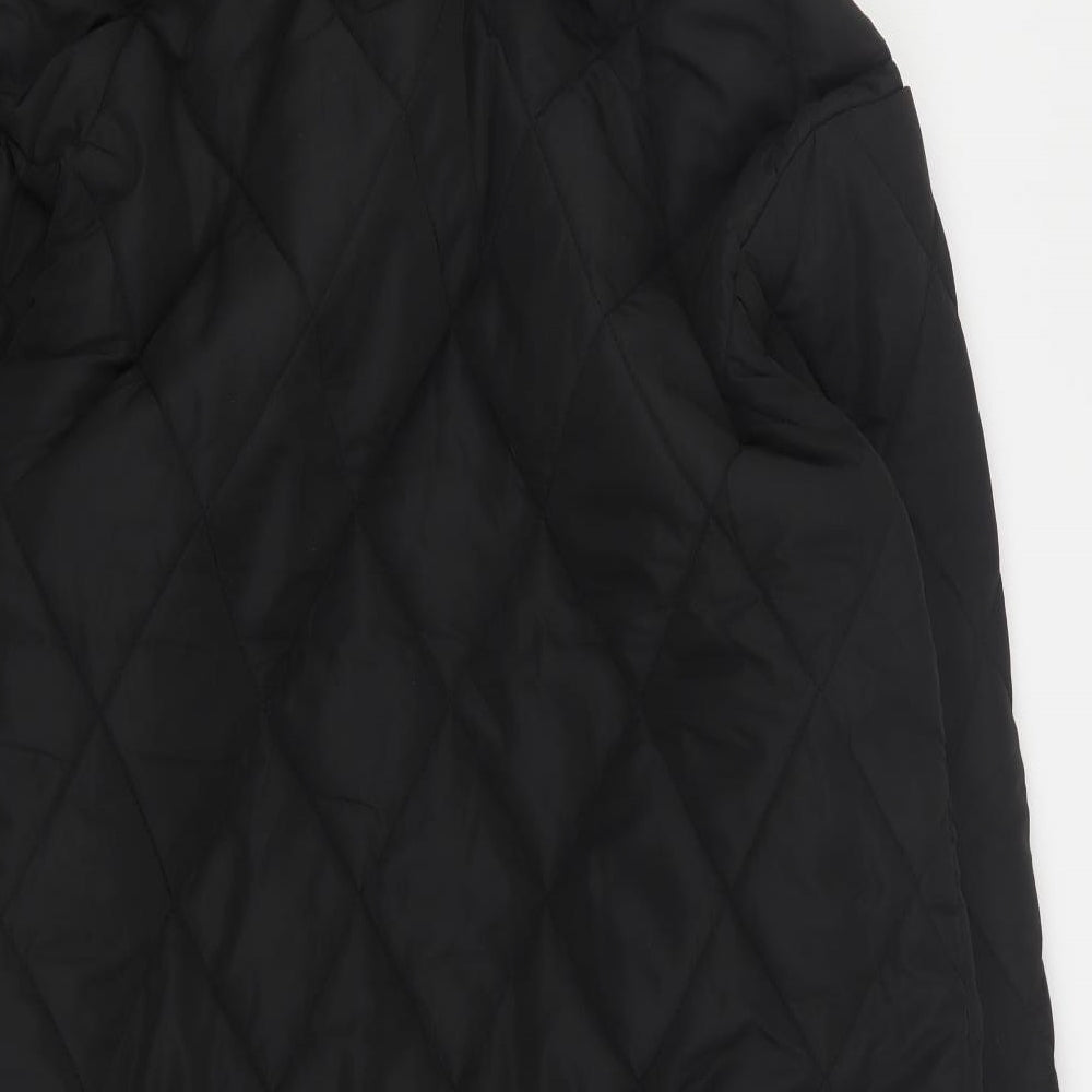 Pull & Bear Womens Black   Quilted Coat Size L  Snap