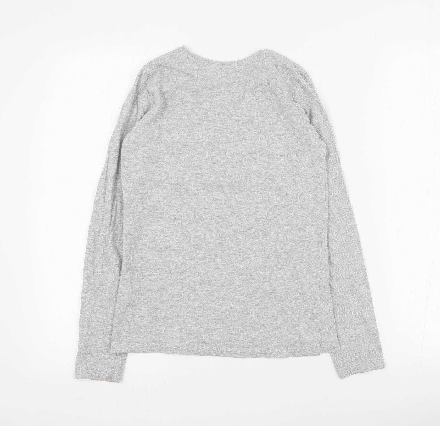 Primark Girls Grey  Cotton Basic T-Shirt Size 11-12 Years Round Neck Pullover