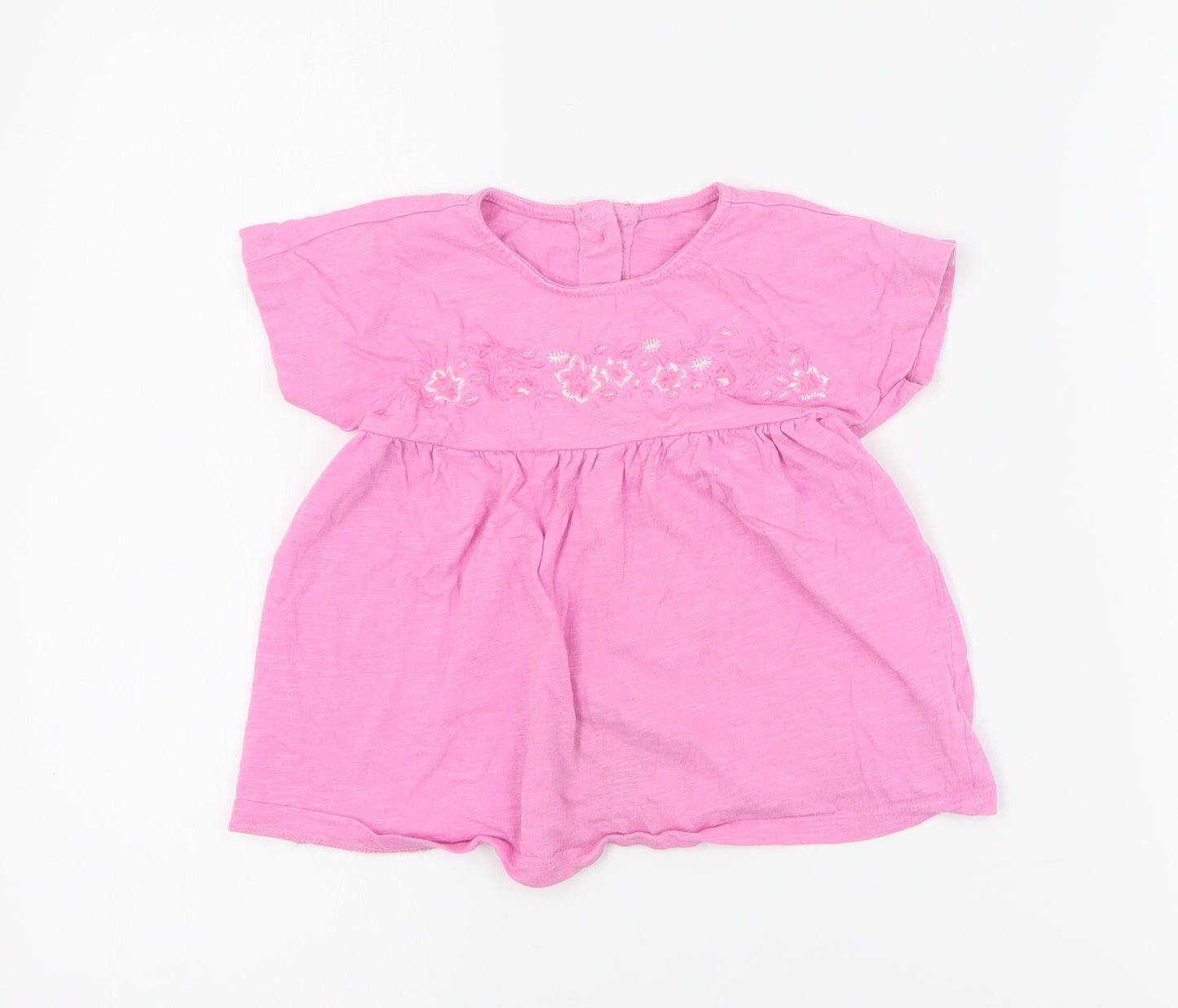 Dunnes Girls Pink  100% Cotton Basic T-Shirt Size 3-4 Years Round Neck Button