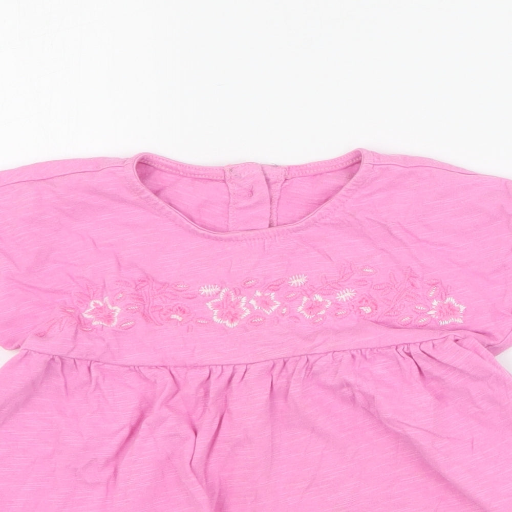 Dunnes Girls Pink  100% Cotton Basic T-Shirt Size 3-4 Years Round Neck Button