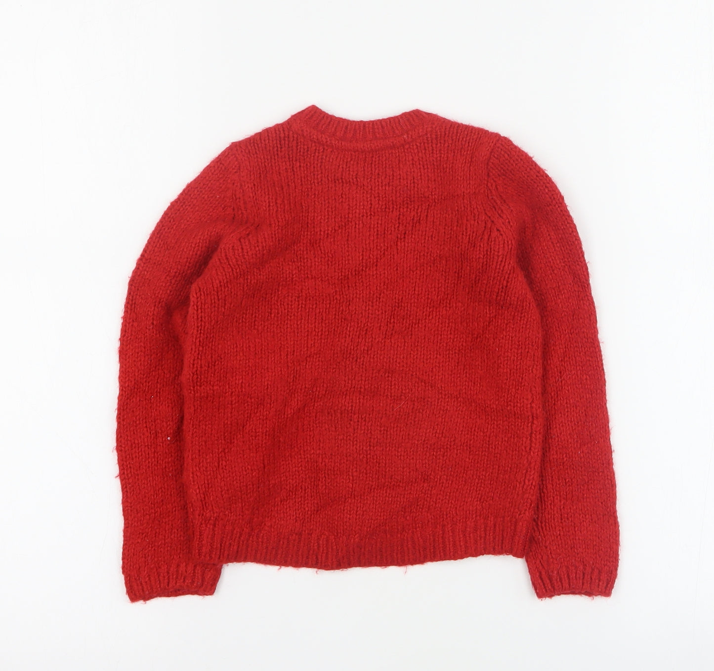 Mothercare Girls Red V-Neck  Acrylic Cardigan Jumper Size 2-3 Years  Button