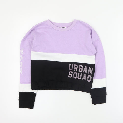 Pep & Co Girls Purple Colourblock Cotton Pullover Sweatshirt Size 7-8 Years  Pullover