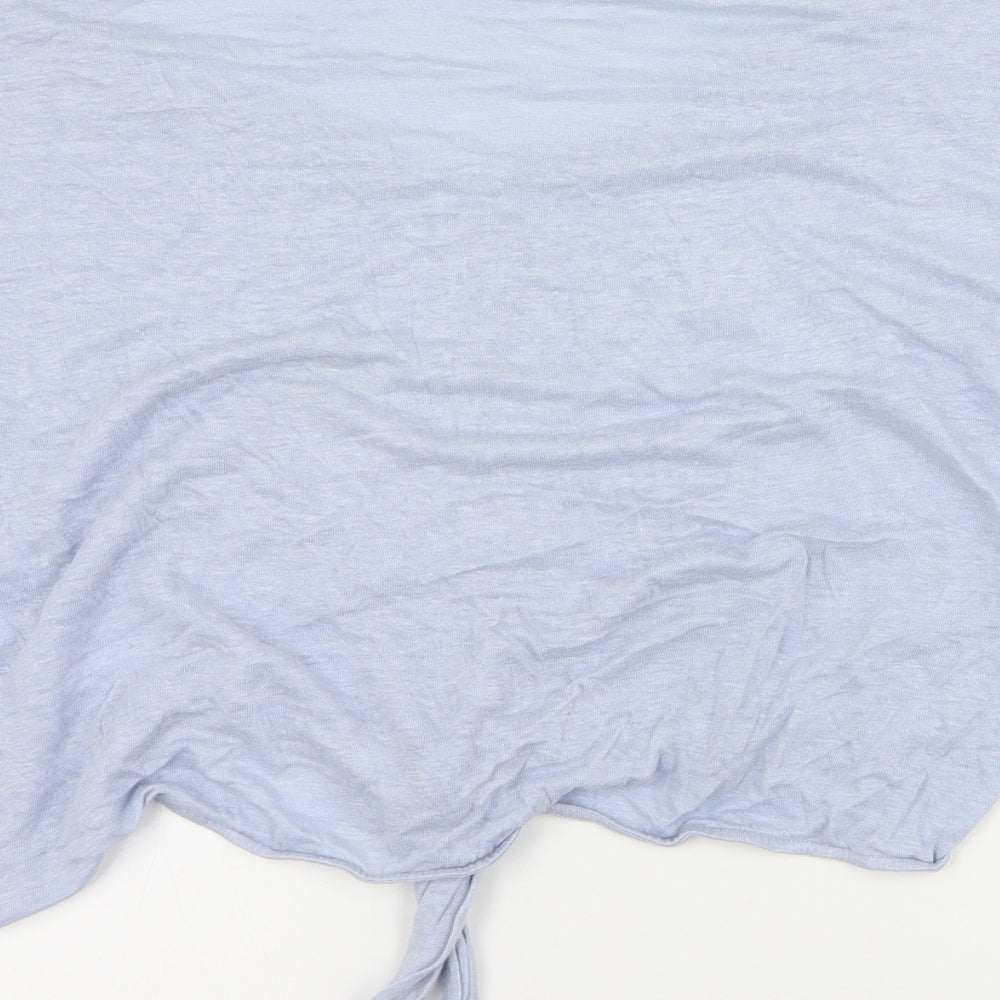 H&M Womens Blue  Linen Basic T-Shirt Size L V-Neck