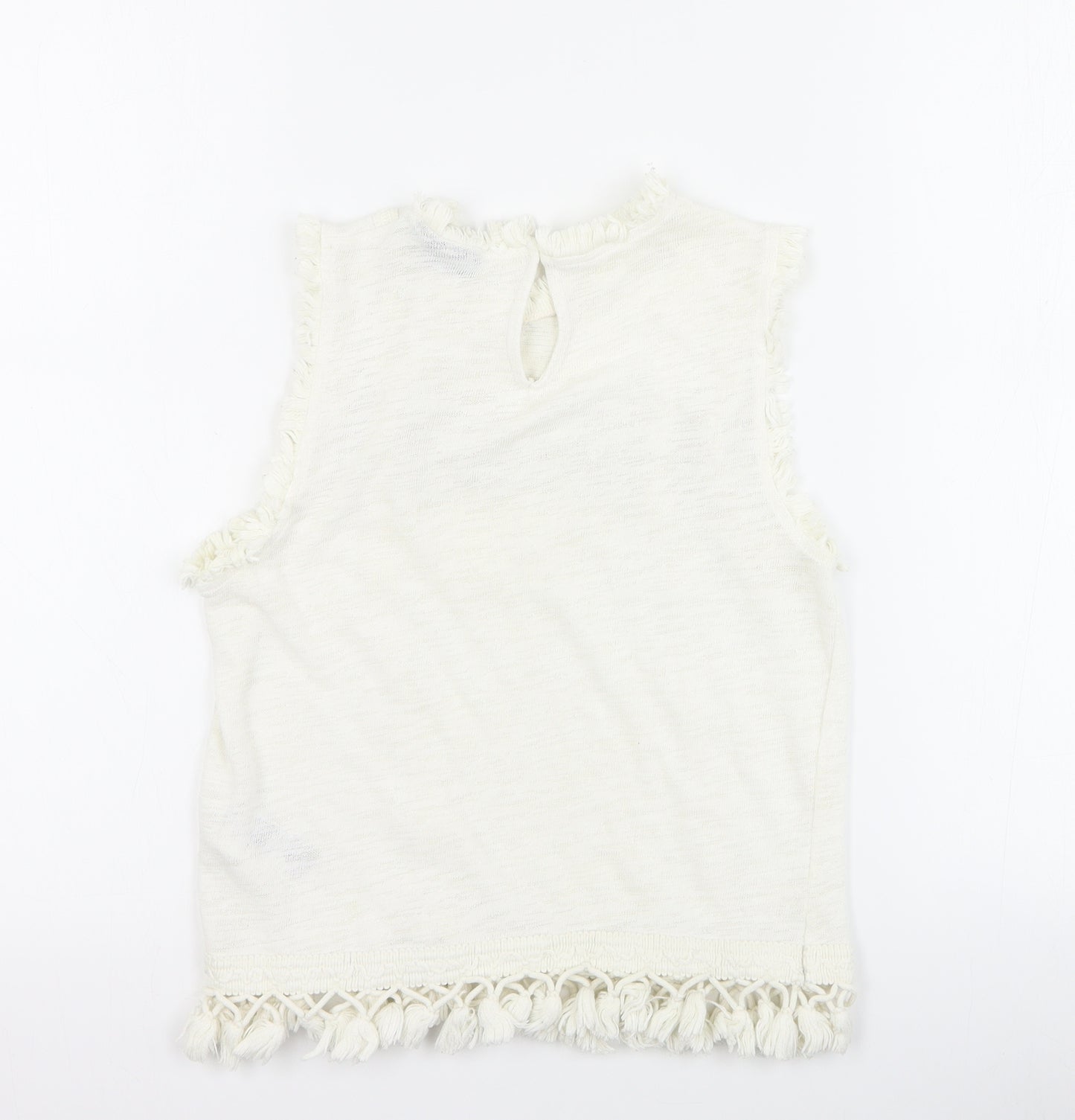 Topshop Womens White  Polyester Basic Tank Size 10 Round Neck