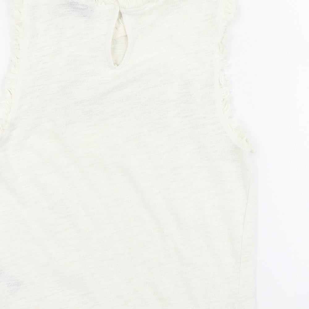 Topshop Womens White  Polyester Basic Tank Size 10 Round Neck
