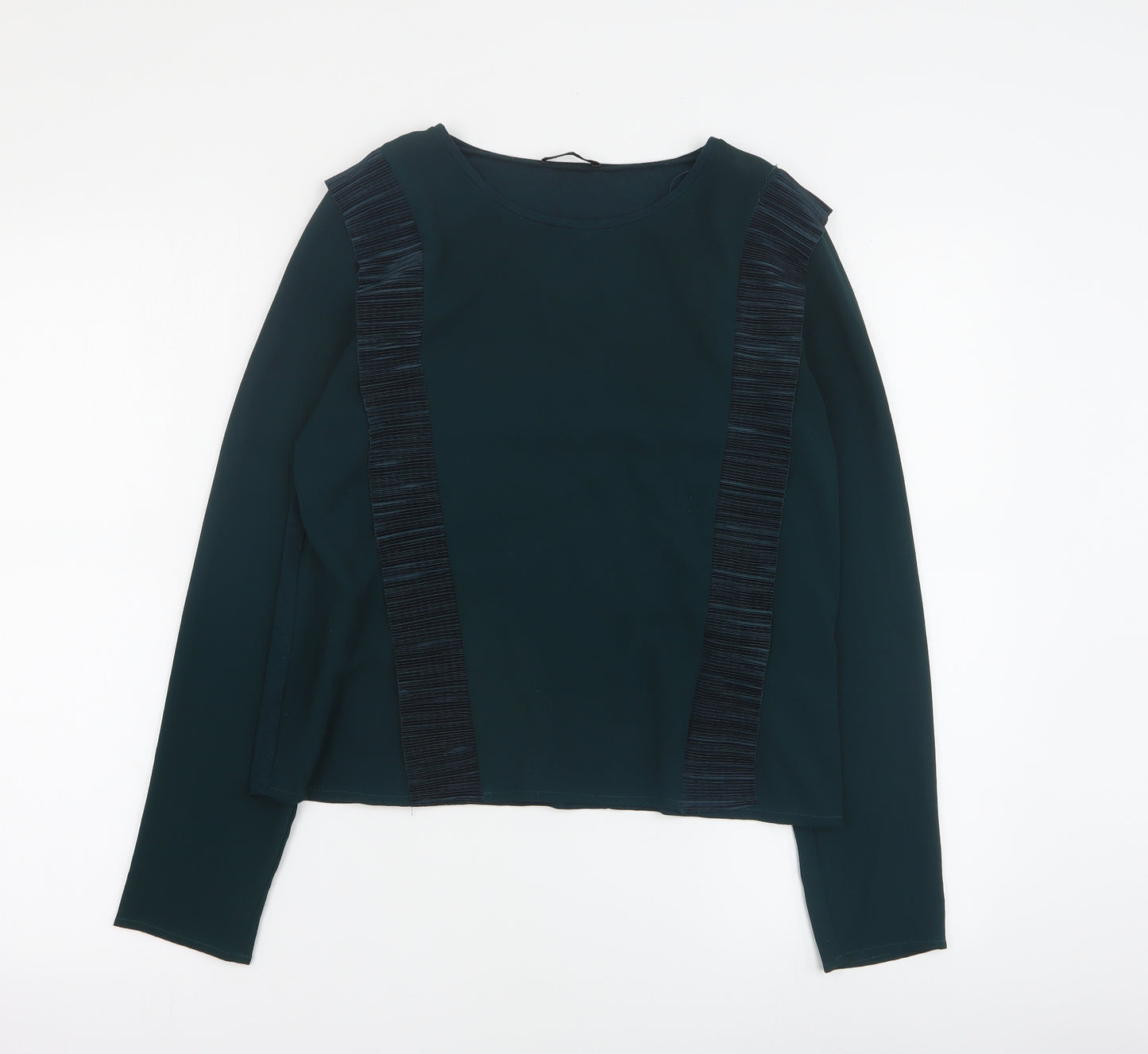 Zara Womens Green  Polyester Basic Blouse Size M Round Neck