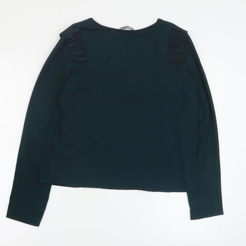 Zara Womens Green  Polyester Basic Blouse Size M Round Neck