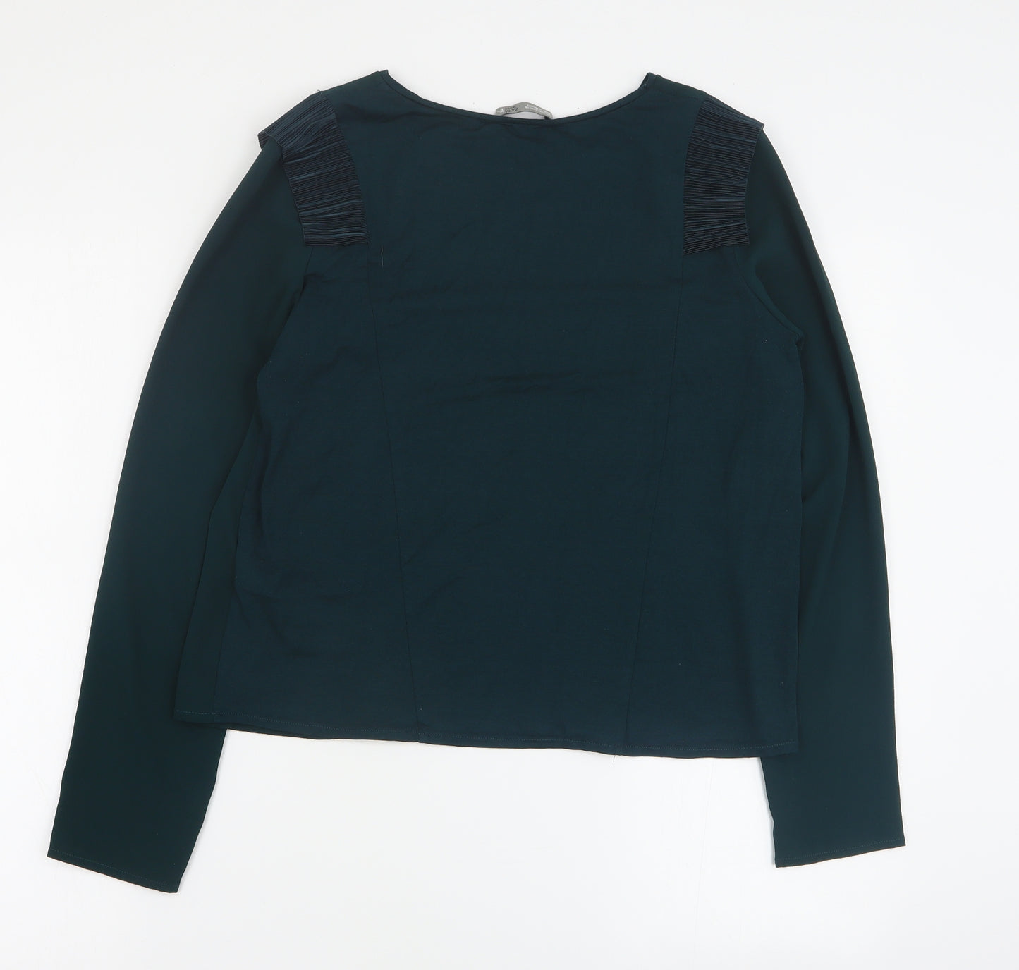 Zara Womens Green  Polyester Basic Blouse Size M Round Neck