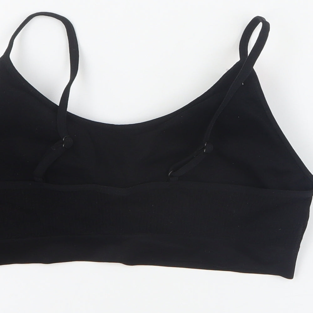 Primark Womens Black  Polyamide Cropped Tank Size L Round Neck Pullover - Sports bra