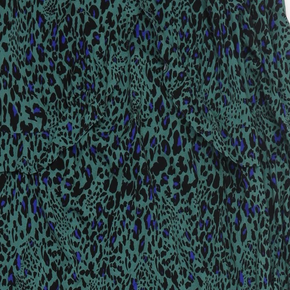 George Womens Green Animal Print Viscose Maxi  Size 12  V-Neck Pullover