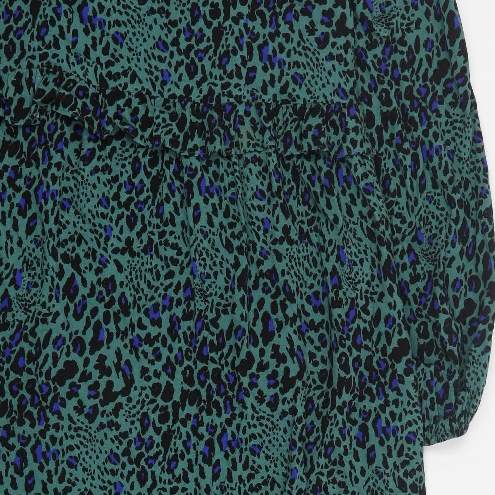 George Womens Green Animal Print Viscose Maxi  Size 12  V-Neck Pullover