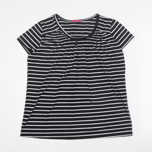 Sea Refined Womens Black Striped Cotton Basic T-Shirt Size XL Round Neck