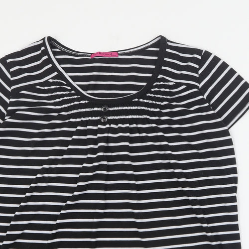 Sea Refined Womens Black Striped Cotton Basic T-Shirt Size XL Round Neck